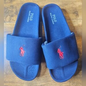 Polo Ralph Lauren Men's Hendrick Slide Slip On Sandals Slipper Navy Blue Size 10